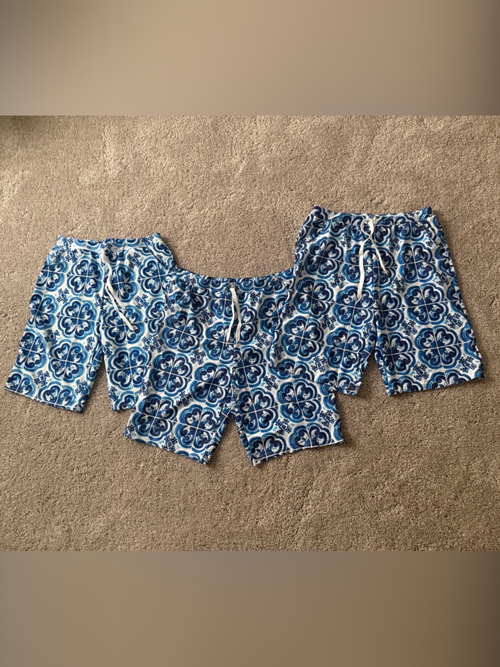 Men's Blue Mosaic Pattern Swim Trunks